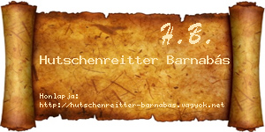 Hutschenreitter Barnabás névjegykártya